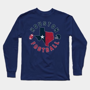 Vintage Houston Football Texas Map For Gameday Long Sleeve T-Shirt